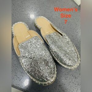 Silver Glitter Women's Slip-On Shoes